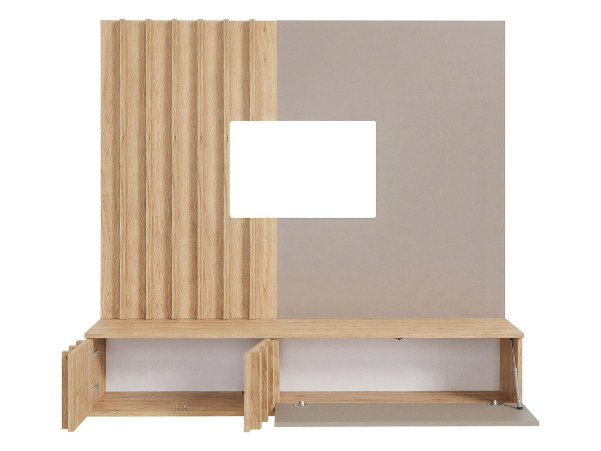 WOHNWAND Noir II - Kaschmir/Eichefarben, Holzwerkstoff (160/148/35cm) - MIRJAN24