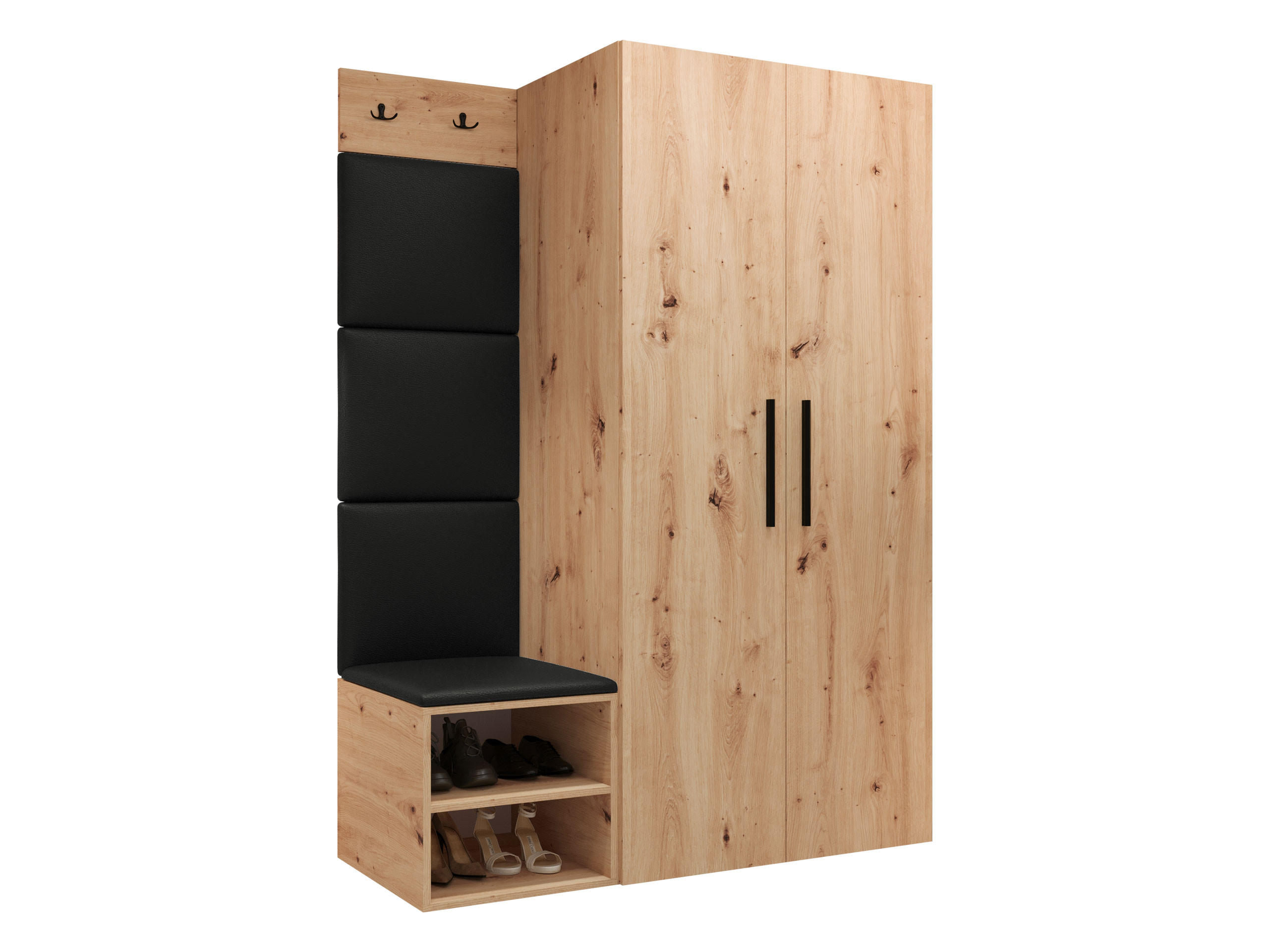 GARDEROBEN-SET Medi IV - Schwarz/Eiche Artisan, Holzwerkstoff/Kunststoff (80/191/50cm) - MIRJAN24