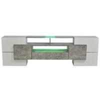 TV Lowboard LED 200 cm, Glasoberfläche, Grau - Weiß, Holz (200/60/30cm)