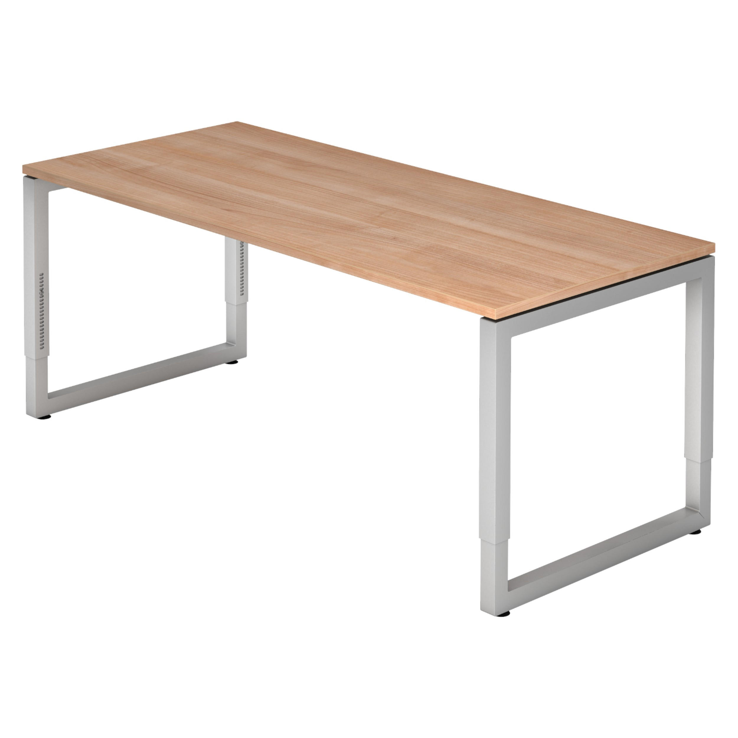 SCHREIBTISCH Serie-R 80/180/74 cm in Nussbaumfarben/Silberfarben - Silberfarben/Nussbaumfarben, Holzwerkstoff (80/180/74cm) - bümö