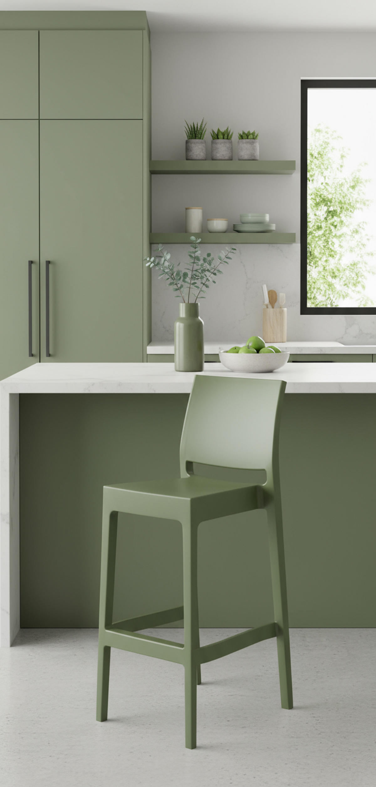 BARHOCKER Maybrit oliv - Grün, Kunststoff/Textil (45/105/51cm) - TPFLiving