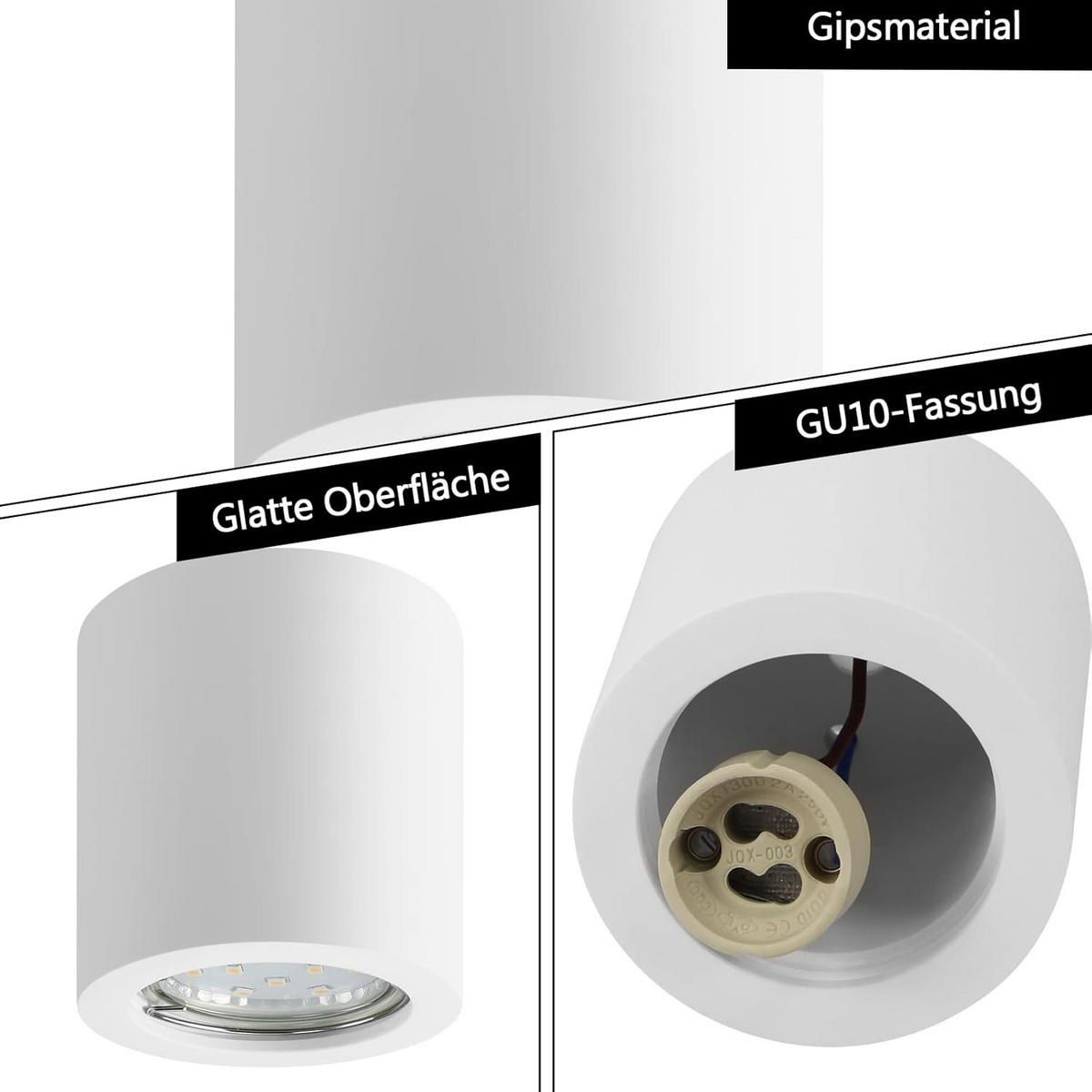 DECKENSTRAHLER Glühra 7/7/7.5 cm - Weiß, Metall (7.5/7/7cm) - ZMH