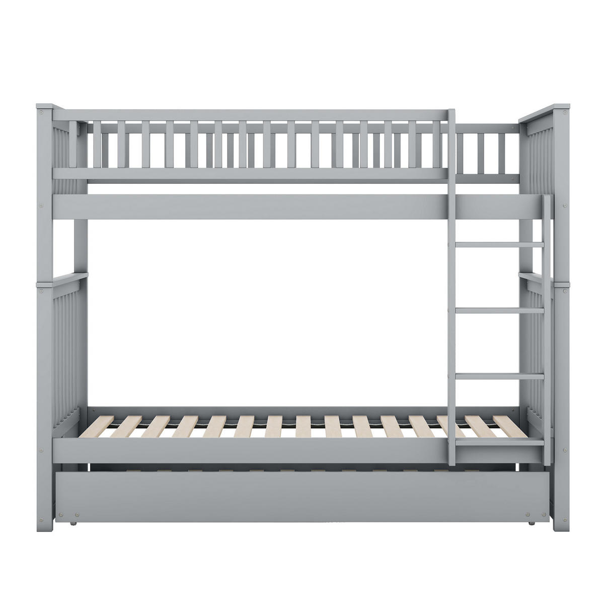 ETAGENBETT mit Ausziehbett 90x200 cm Kiefernholz Grau - Grau, Holzwerkstoff (90/200cm) - Beauniv