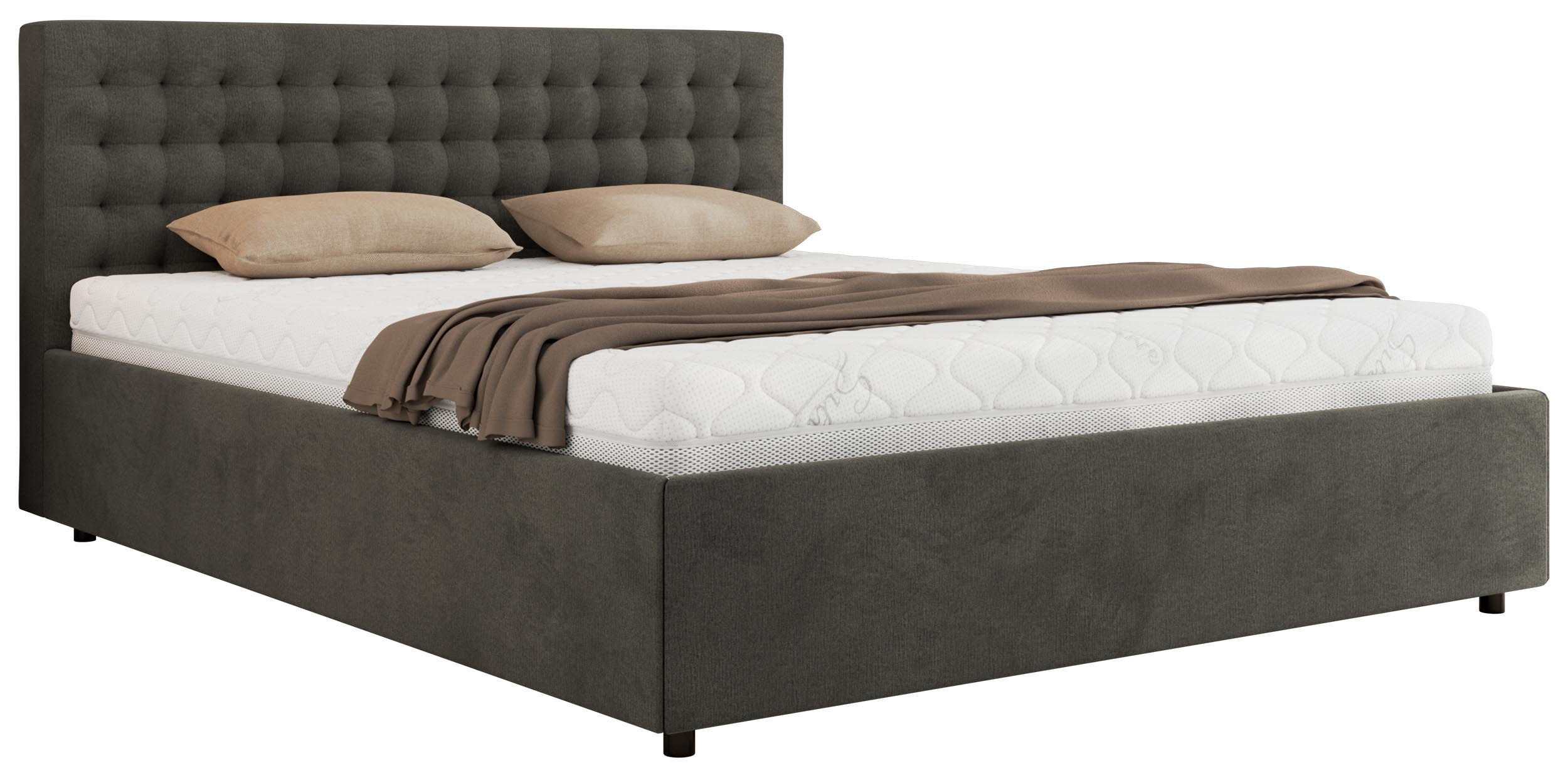 POLSTERBETT PAVO CLASSIC 140/200 - Dunkelgrau Velvet - Schaum-Matratze - Dunkelgrau, Textil (140/200cm) - MKS