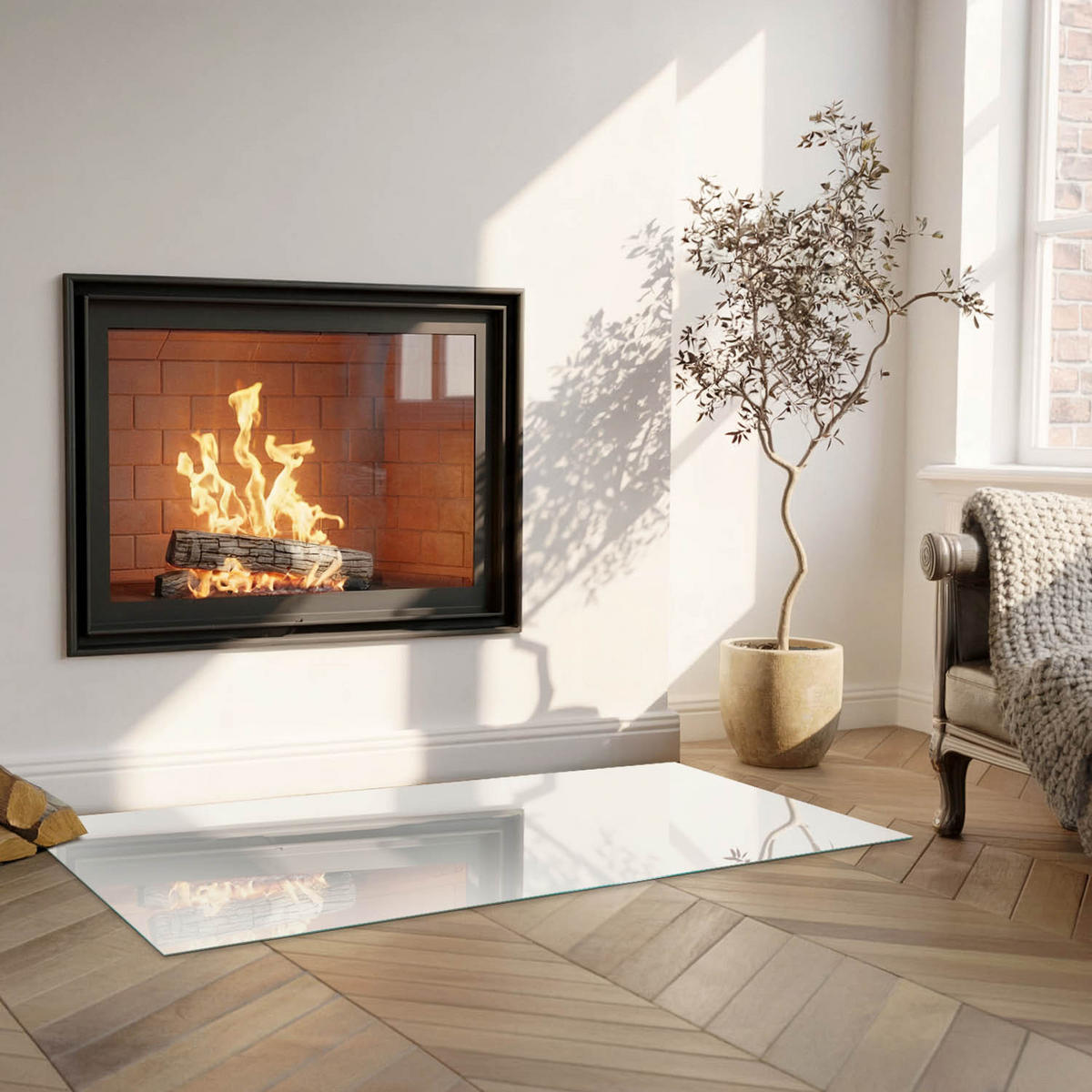 GLASPLATTE für Kamin 125x50 cm - Grau, Glas (125/50/0.4cm) - TULUP