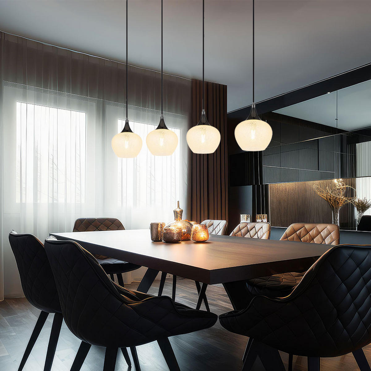 LED HÄNGELEUCHTE Metall Glas Schwarz Chrom - Schwarz, Glas (99/18/120cm) - Globo Lighting