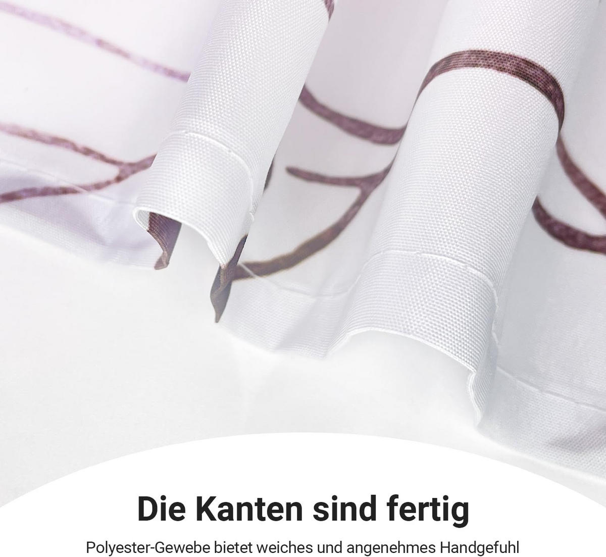 DUSCHVORHANG Braun floral Muster beschwerter Saum Polyester wasserfest schimmelresistent waschbar - Weiß, Textil (200/180cm) - MCBOSON