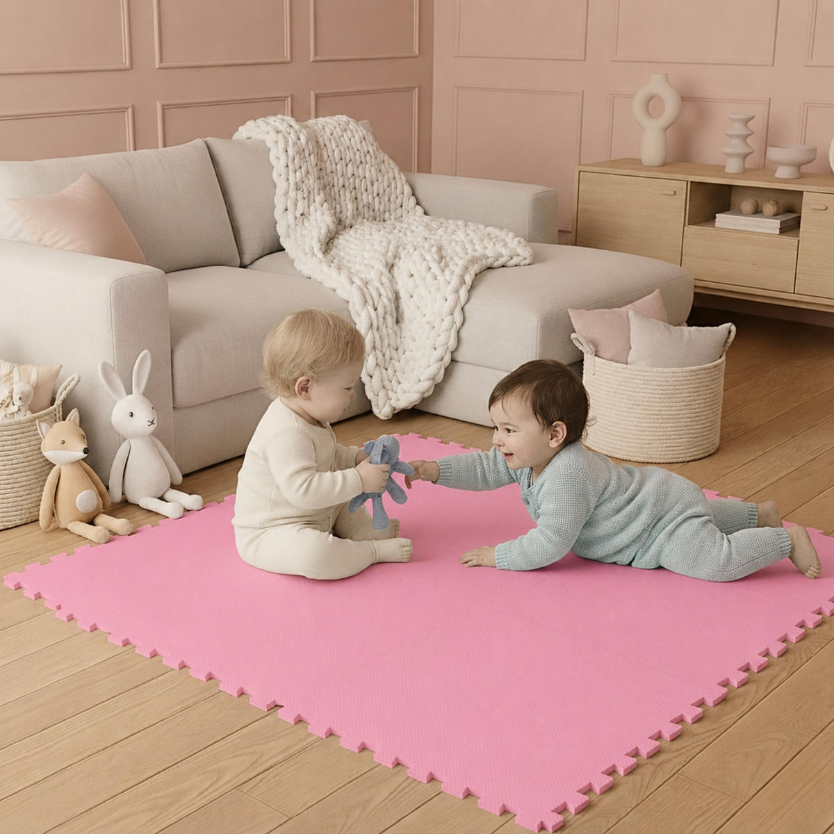SPIELMATTE ab Null - 90 cm Baby Puzzlematte Pink - Pink, Kunststoff (30/30cm) - Littletom