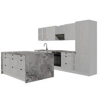 KÜCHENZEILE Mit Insel 340 cm - Provence K27-M340 - in Andersen Kiefer - Schwarz/Kieferfarben, Holz/Holzwerkstoff (340/212/60cm)