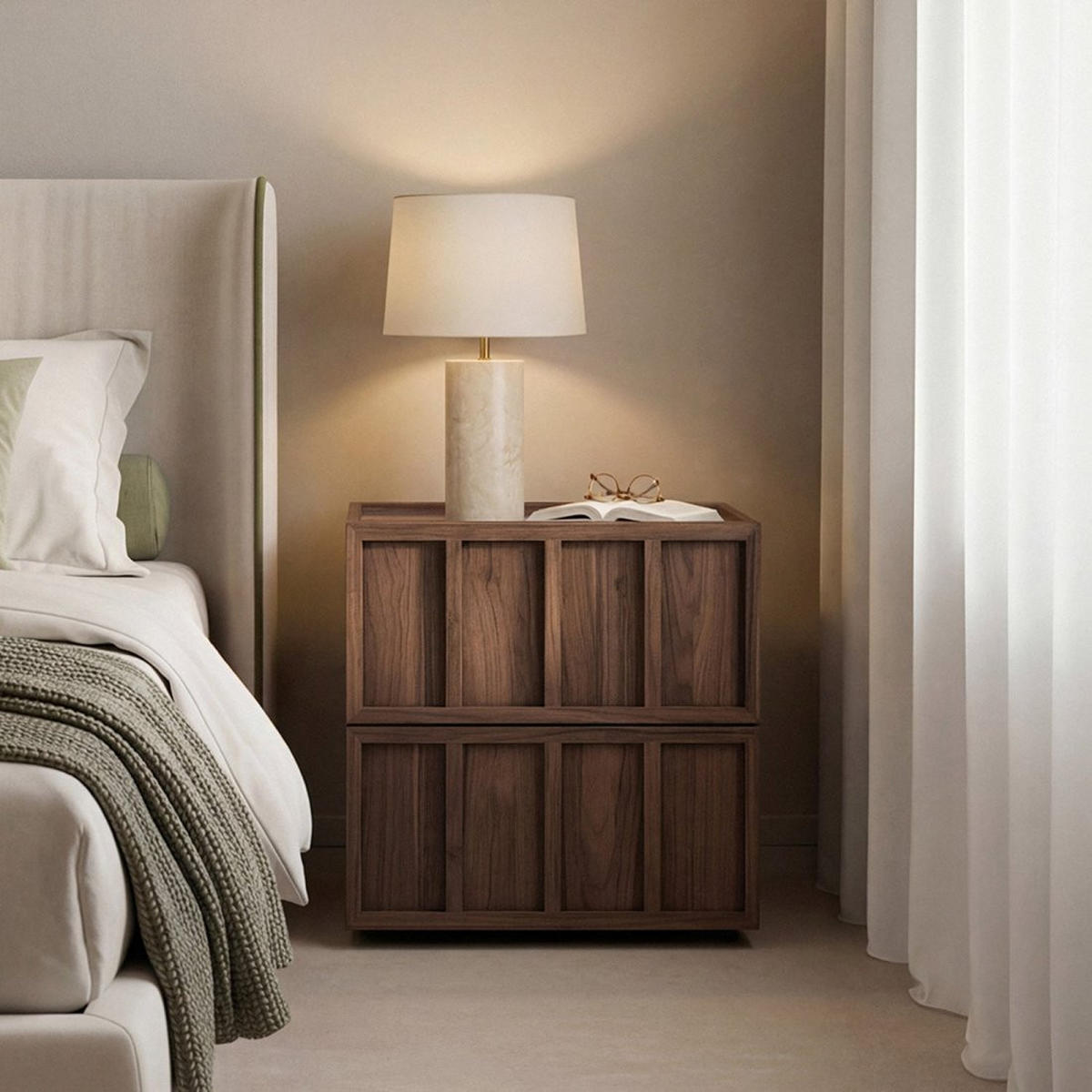 NACHTTISCH 2 SCHUBLADEN Kairo Walnuss 50 cm x 55 cm - Walnussfarben, Holzwerkstoff (50/55/40cm) - Klast Home
