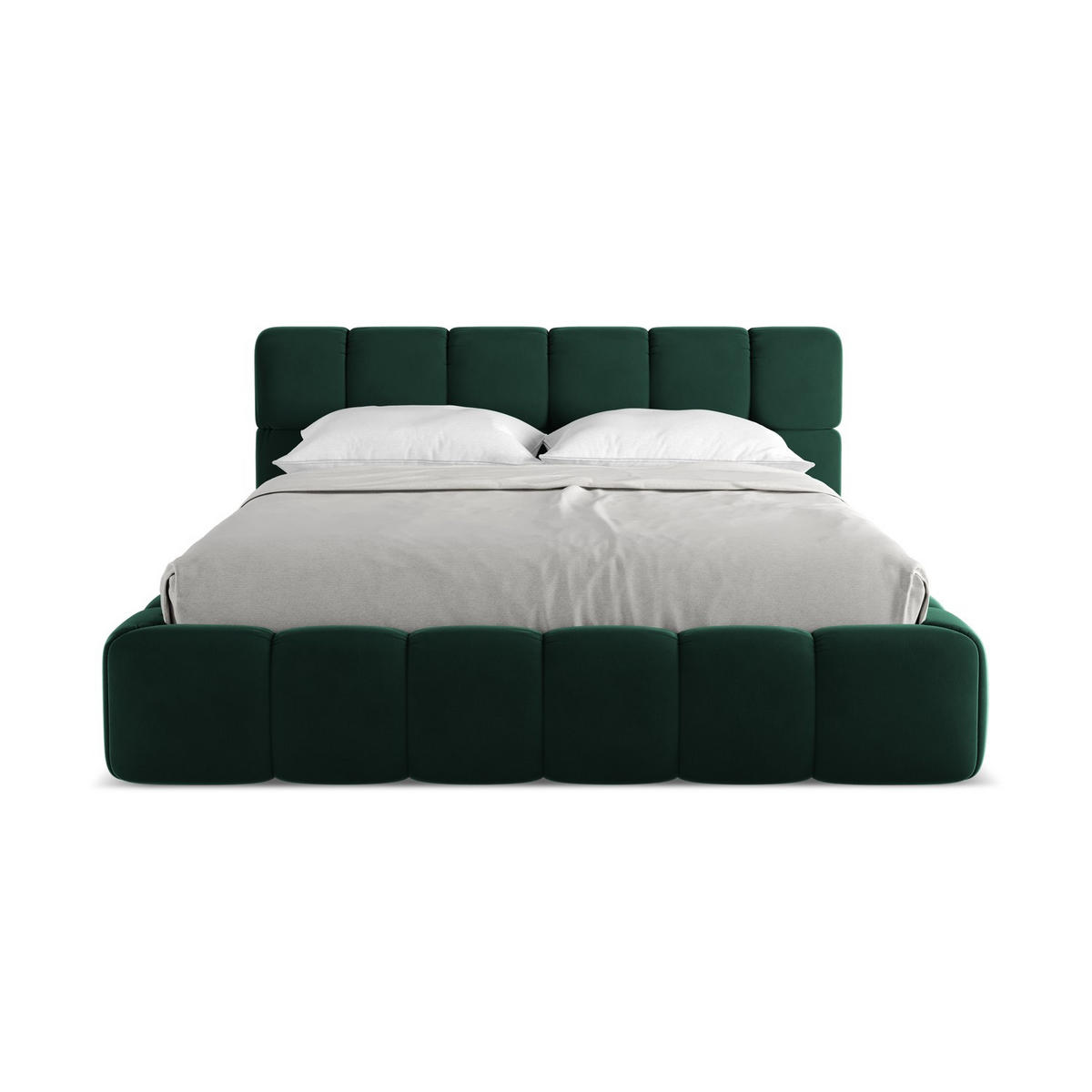 POLSTERBETT mit Bettkasten und Lattenrost 180x228 Grün - Dunkelgrün/Schwarz, Kunststoff/Textil (160/200cm) - LaMiaSofa