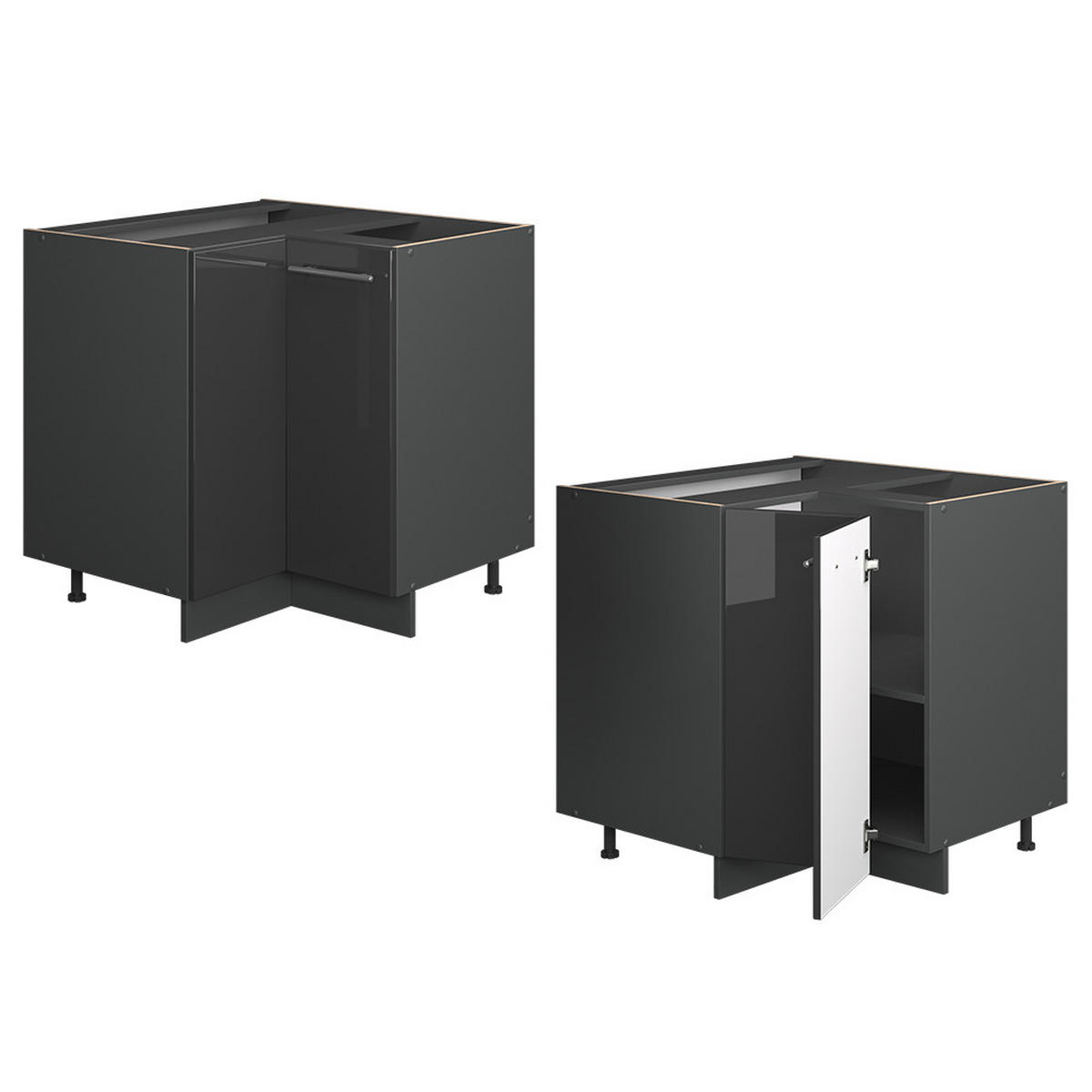 ROHOVÁ SKŘÍŇKA Fame-Line Antracitový vysoký lesk - antracitová/vysoce lesklá černá, kompozitní dřevo (80.5/82/60cm) - Vicco