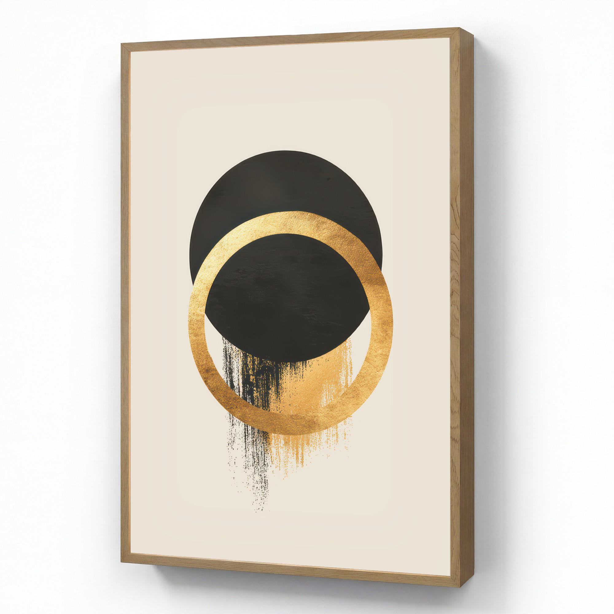 OnlyWow NÁSTĚNNÁ LAMPA S AKUMULÁTOREM Abstraktní design - Černý kruh - Skvrny od barvy 60x90 cm