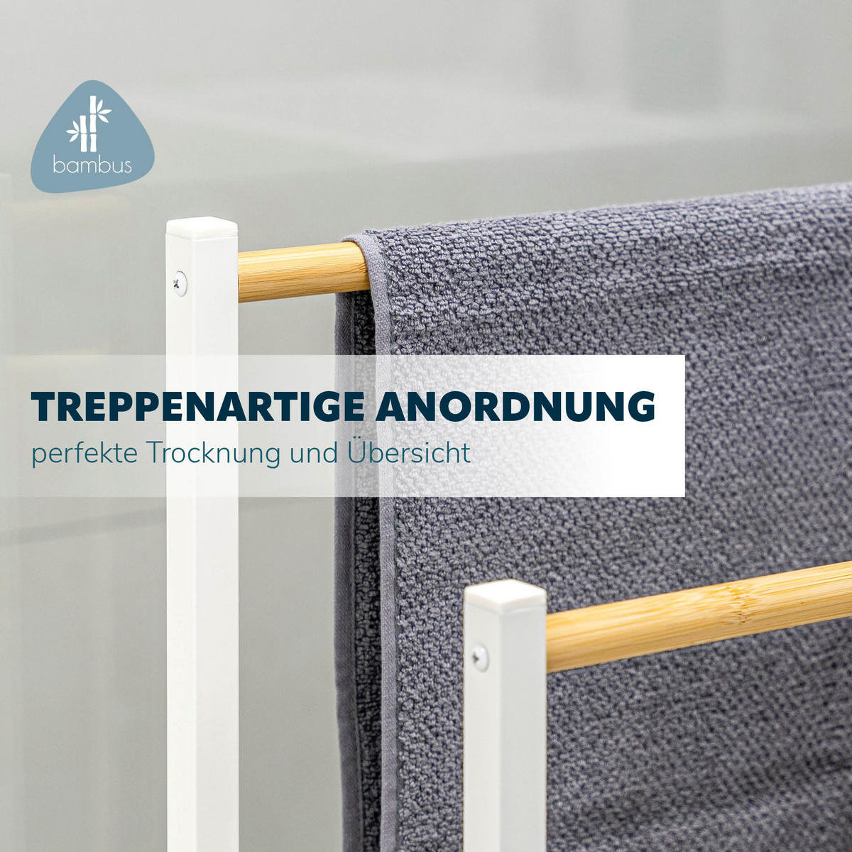 STAND-HANDTUCHHALTER, Metall, weiß - Weiß, Metall (65/96/21cm) - eluno