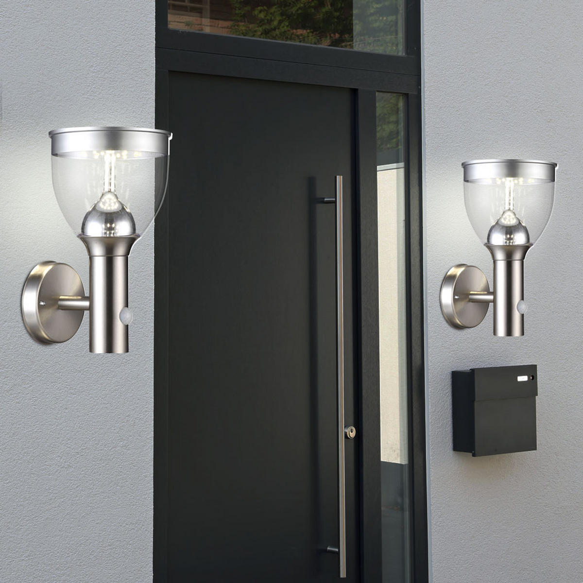 LED AUSSENLEUCHTE Solar Edelstahl Silber - Silberfarben, Metall (17.7/15.8/28.7cm) - Globo Lighting