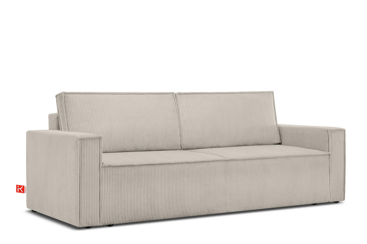SCHLAFSOFA NAPI in Pet Friendly Cord-Stoff, cremefarben - Creme/Schwarz, Textil (228/89/101cm) - KONSIMO®