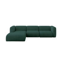 ECKSOFA Ottomane Links MIRA-L2 318x179x89 Grün Velours - Dunkelgrün/Schwarz, Holzwerkstoff/Kunststoff (318/179cm) - ALTDECOR