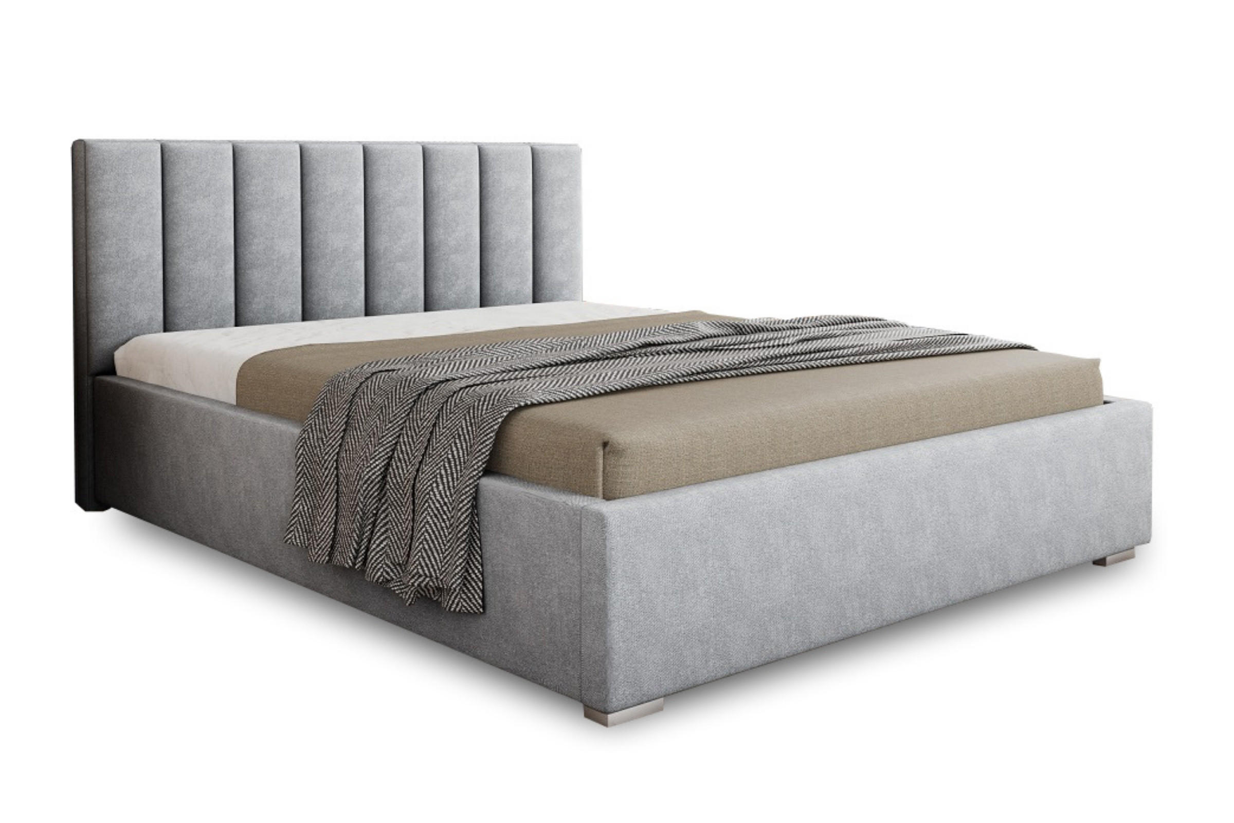POLSTERBETT GORDON 200/200 in Velours Hellgrau - Hellgrau, Holz/Holzwerkstoff (200/200cm) - Deine Möbel 24