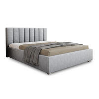 POLSTERBETT GORDON 180/200 in Velours Hellgrau - Hellgrau, Holz/Holzwerkstoff (180/200cm) - Deine Möbel 24