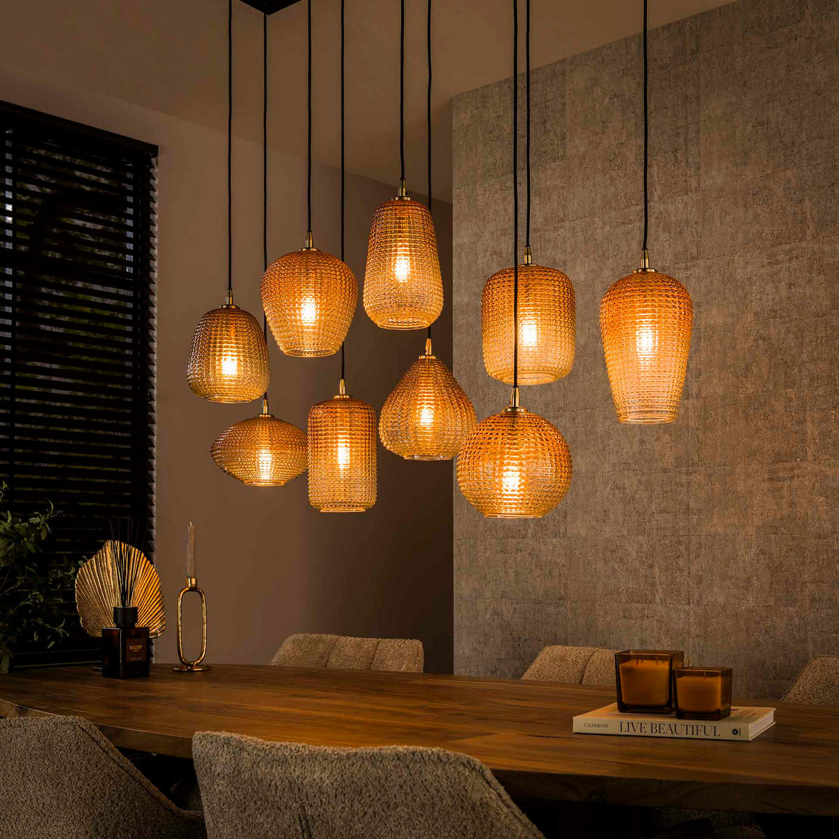 HÄNGELEUCHTE Dot Beige 40/120/ 150 cm - Beige, Glas (40/120/150cm) - Hoyz Collection