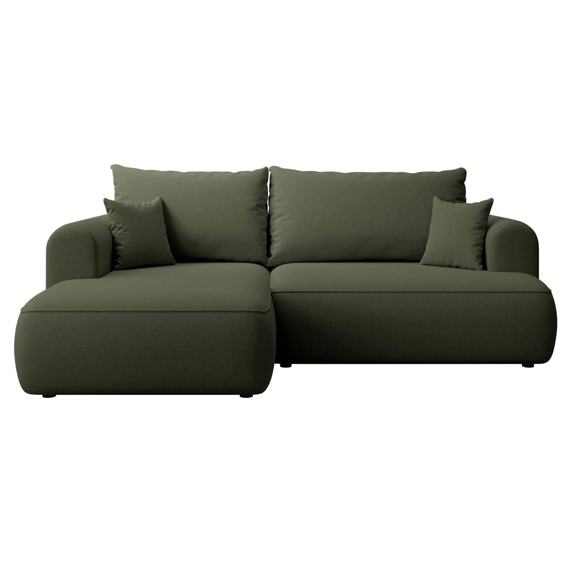 ECKSCHLAFSOFA Ovo Mini Olivgrün Easy-Clean-Samtbezug - Schwarz/Olivgrün, Kunststoff/Textil (238/156cm) - Selsey