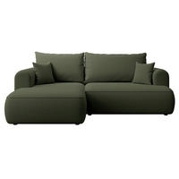 ROHOVÁ rozkládací pohovka Ovo Mini olivově zelená, sametový potah Easy-Clean - černá/olivově zelená, textil/plast (238/156cm) - Selsey