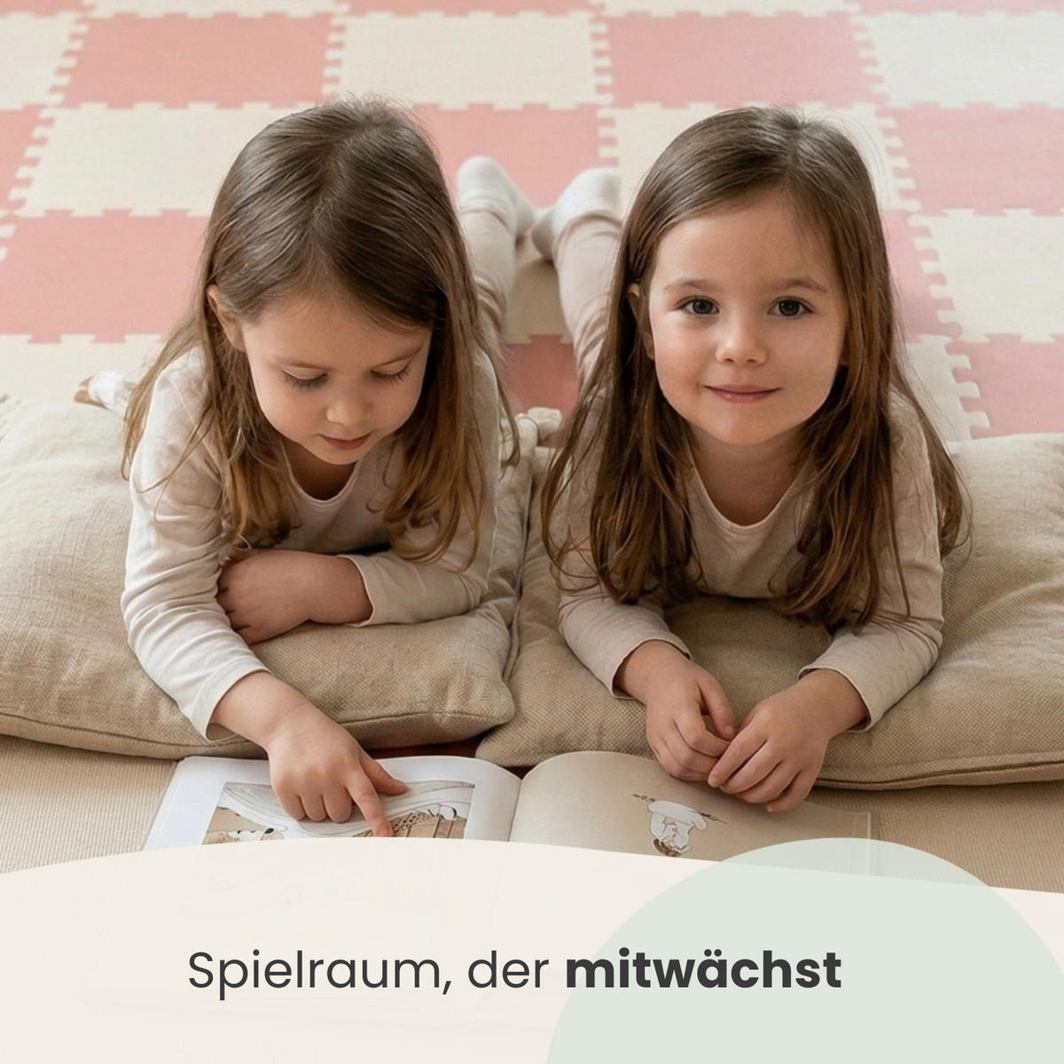 SPIELMATTE ab Null - 180/90/1 cm Puzzlematte mit Rand Terrakotta Beige - Rosa, Kunststoff (30/30cm) - Littletom