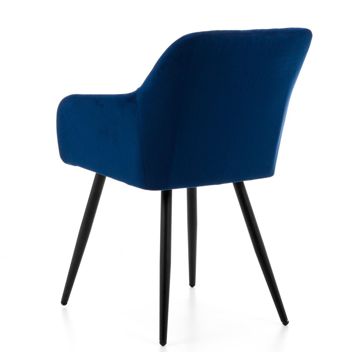 STUHL TODI gepolstert mit Steppung - dunkelblau - Samt Velours - Schwarz/Dunkelblau, Textil/Metall (56/85/62cm) - NEW HOME