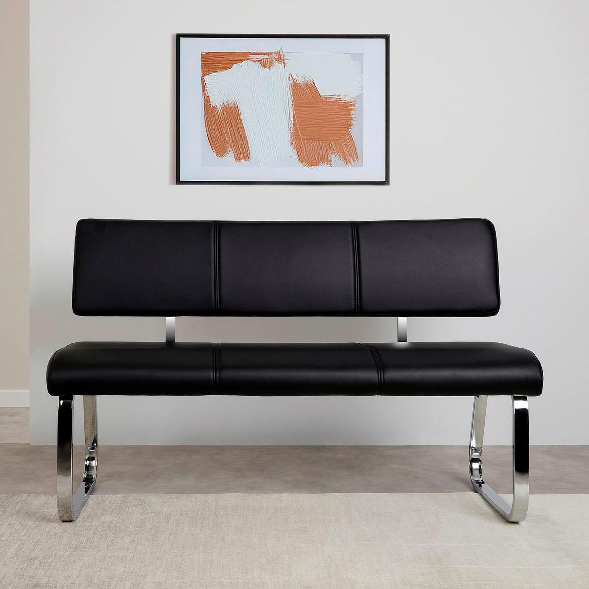 ESSZIMMERBANK VILAS schwarz - Schwarz, Textil (135/87/56cm) - IDIMEX