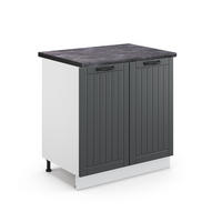 SPÜLENUNTERSCHRANK Fame-Line Anthrazit Landhaus 80 cm, AP Anthrazit - Anthrazit/Weiß, Holzwerkstoff (80/82/60cm) - Vicco