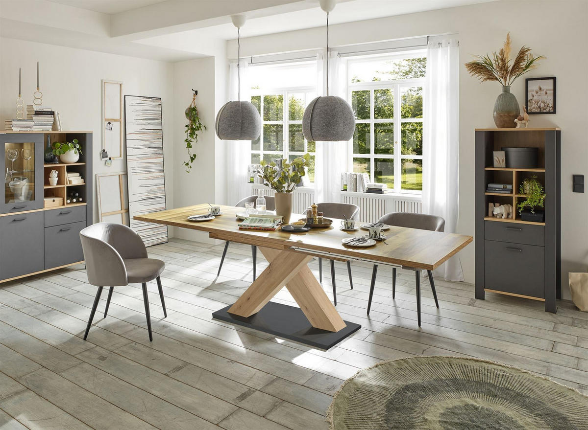 ESSTISCH ausziehbar Elene 160x90x76 Asteiche/Plankeneiche - Alteiche, Holzwerkstoff (160/90/76cm) - 58aufmkessel