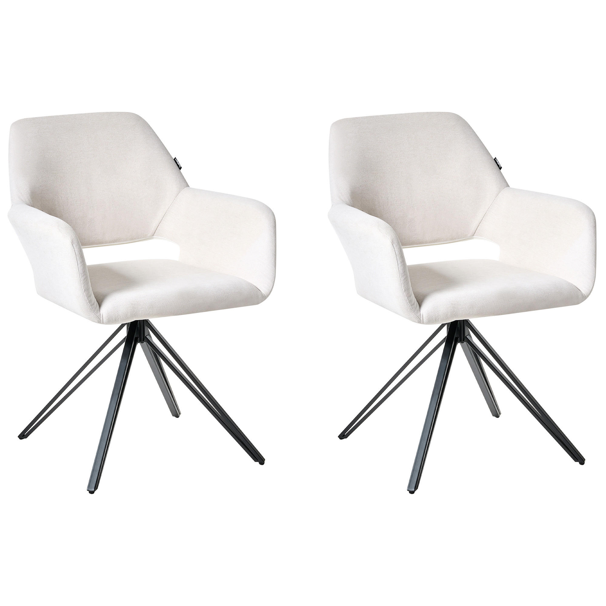 ESSZIMMERSTUHL 2er-Set Cremeweiß Ciney - Schwarz/Weiß, Textil (59/85/61cm) - Beliani