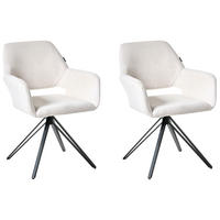 ESSZIMMERSTUHL 2er-Set Cremeweiß Ciney - Schwarz/Weiß, Textil (59/85/61cm) - Beliani