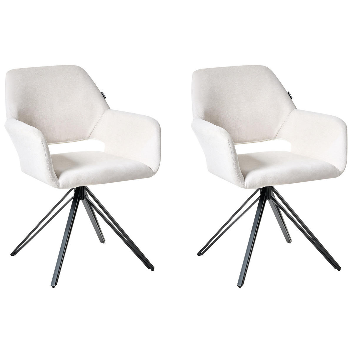 ESSZIMMERSTUHL 2er-Set Cremeweiß Ciney - Schwarz/Weiß, Textil (59/85/61cm) - Beliani