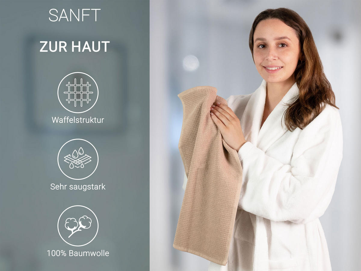 GÄSTETÜCHER, 10er-Set, 30x50 cm, 100% Baumwolle, Braun - Cappuccino, Textil (30/50cm) - Zollner