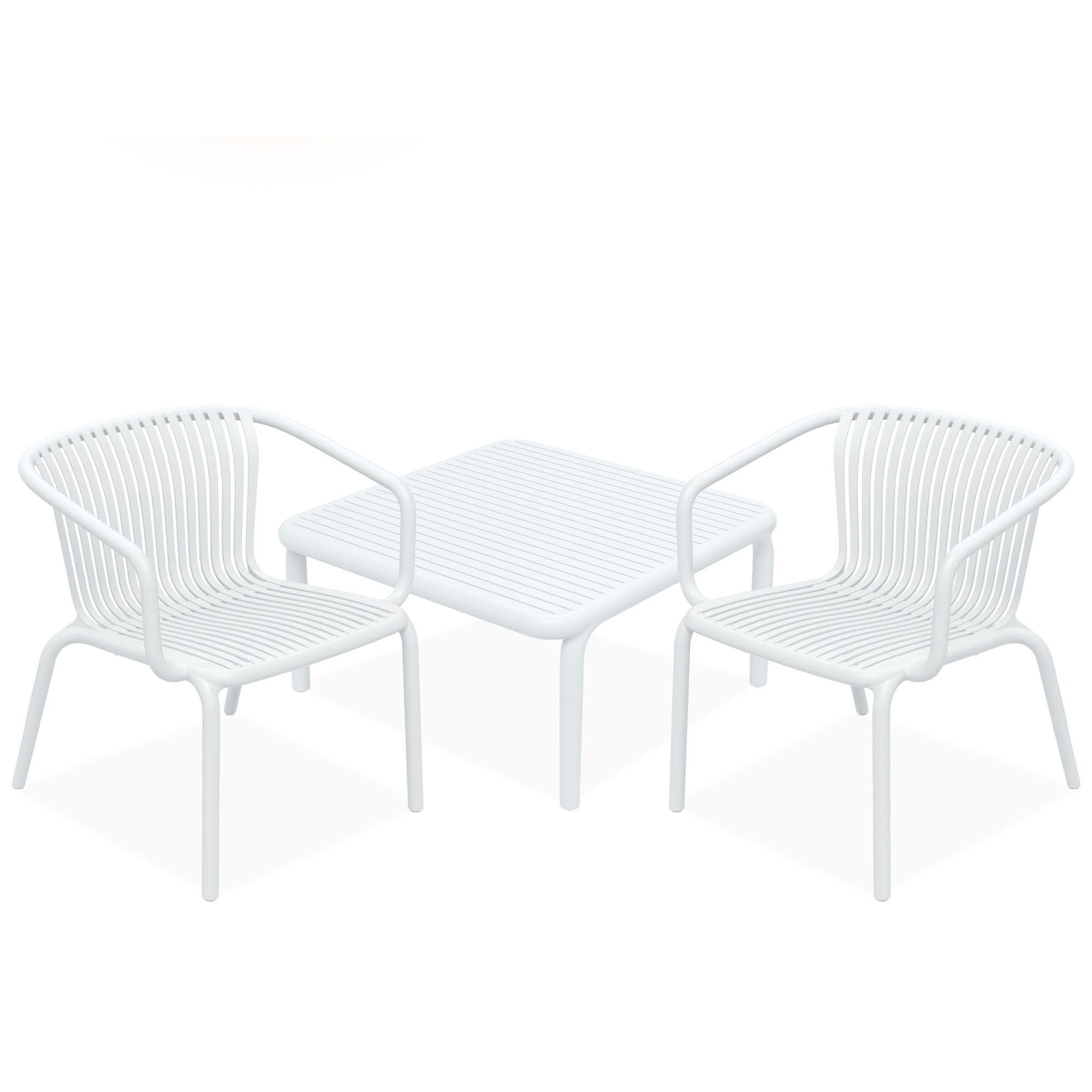 GARTEN ESSGRUPPE FICCARI, Gartenmöbel-Set 3-tlg, Weiß - Weiß, Kunststoff - KONSIMO®