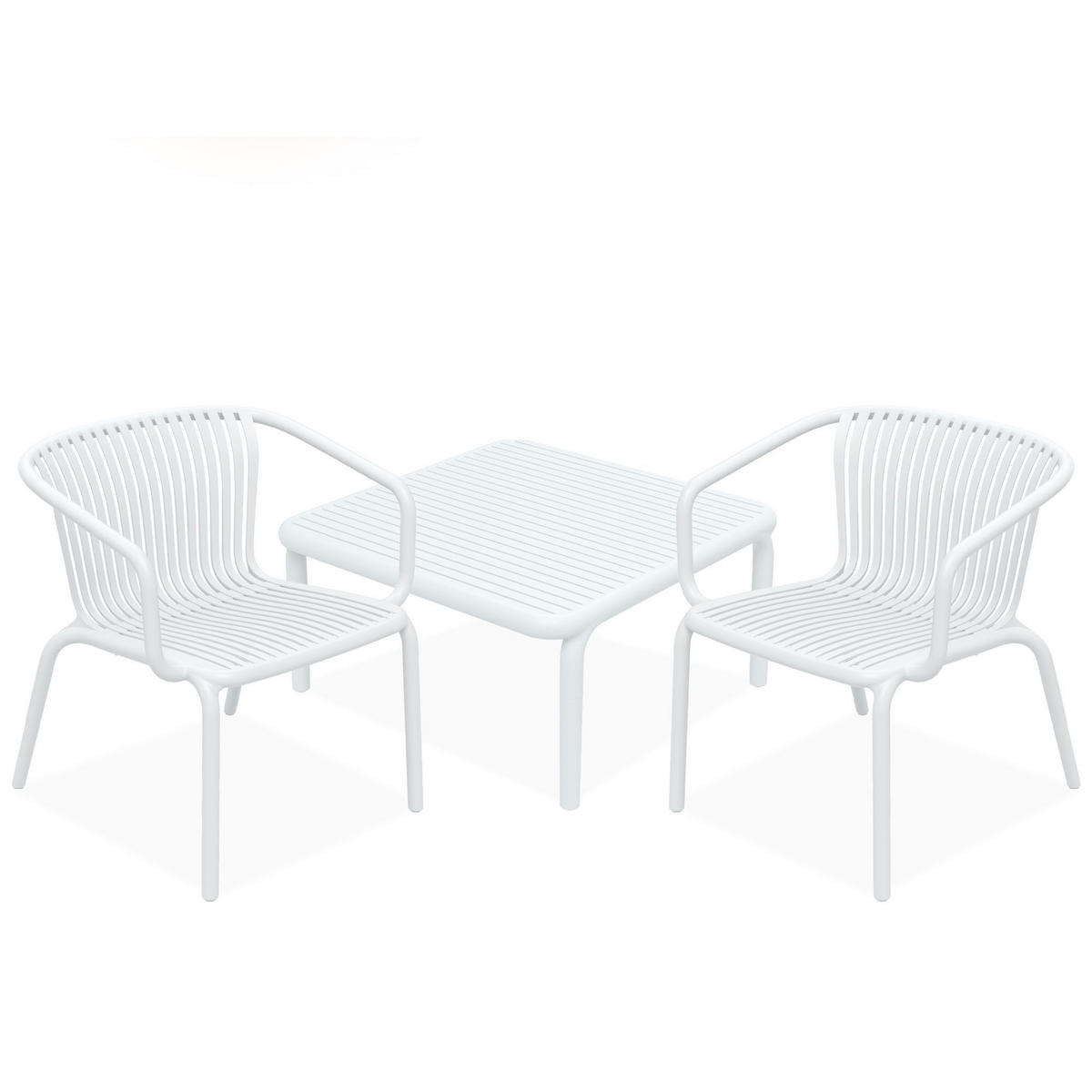 GARTEN ESSGRUPPE FICCARI, Gartenmöbel-Set 3-tlg, Weiß - Weiß, Kunststoff - KONSIMO®