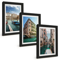 BILDER SET 3er Set - 20x30 cm Schwarzer Rahmen - Architektur der Kanäle von Venedig - Schwarz, Kunststoff (20/30cm) - TULUP