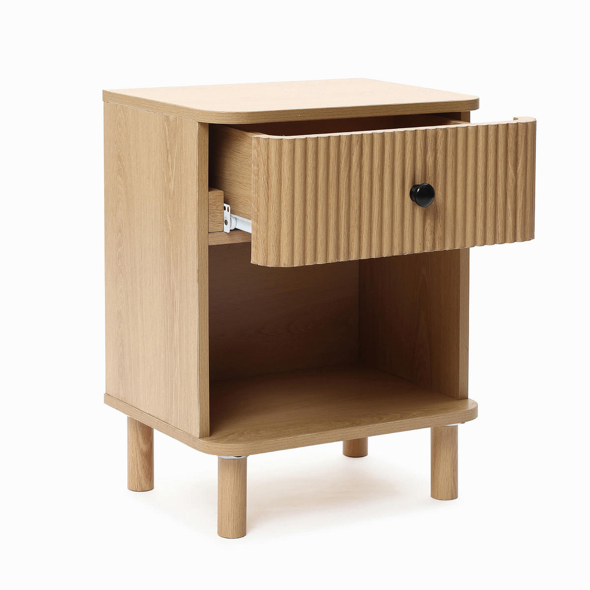 NACHTTISCH Modern mit einer Schublade und offenem Stauraum, Holzoptik | B40 x T30 x H53 cm - Braun, Holzwerkstoff (40/53/30cm) - Hometopia