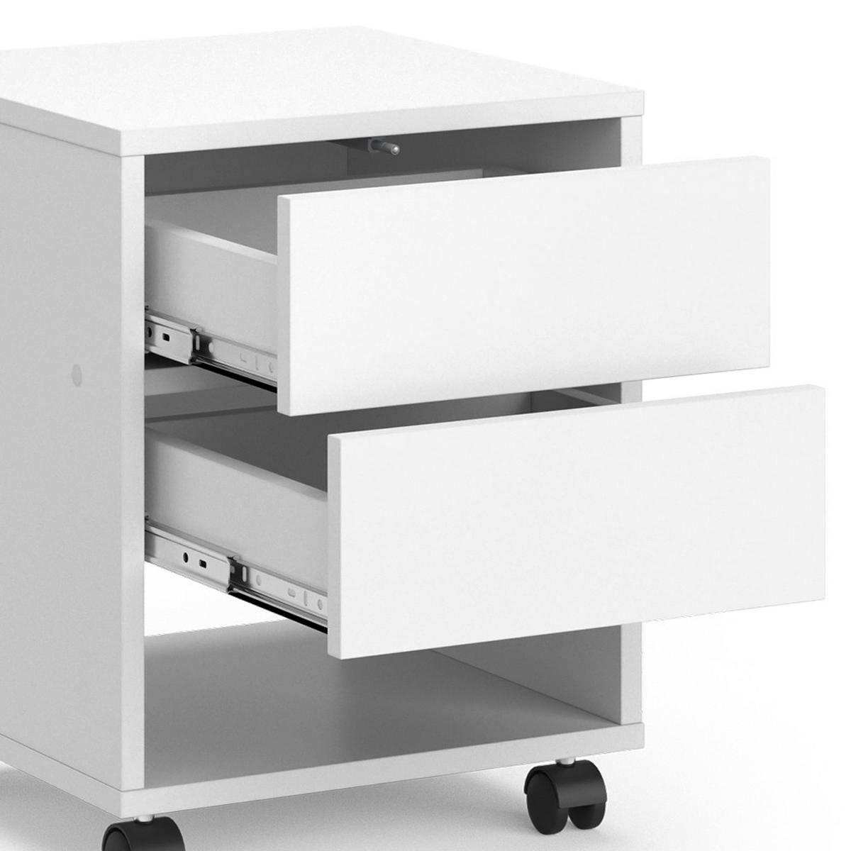 ROLLCONTAINER Jons Weiß 37 x 37 cm mit 2 Schubladen - Weiß, Holzwerkstoff (37/47/37cm) - Vicco