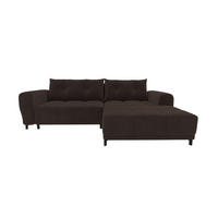 ECKSOFA Massimo Cordstoff Braun inkl. Schlaffunktion Rechts - Schwarz/Braun, Textil/Metall (246/177cm) - 99rooms