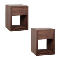 NACHTTISCH Hugo 2er Set, Walnuss - Braun, Holz (30/39/30cm) - WOODEK