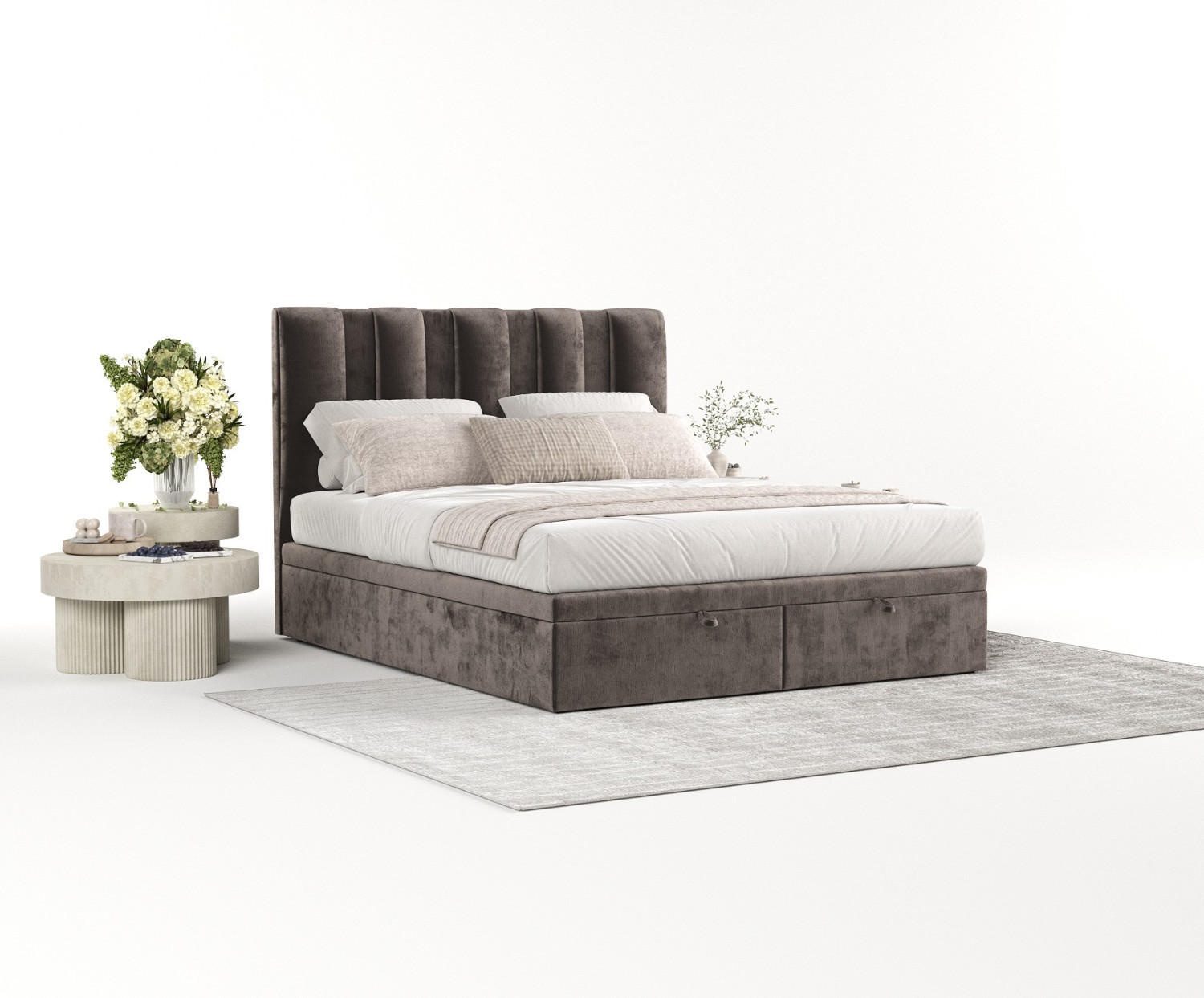 POLSTERBETT Orta mit Stauraum 120/200 cm Braun im Lotta Stoff - Schwarz/Braun, Holz/Holzwerkstoff (120/200cm) - AltaBeds