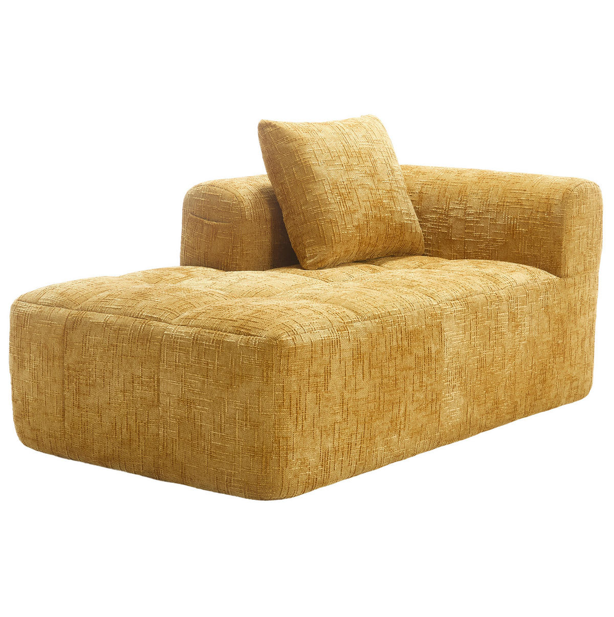 SOFA mit Chaiselongue 158 x 90 cm Chenille Gelb - Gelb, Kunststoff (90/60/158cm) - Meubliv