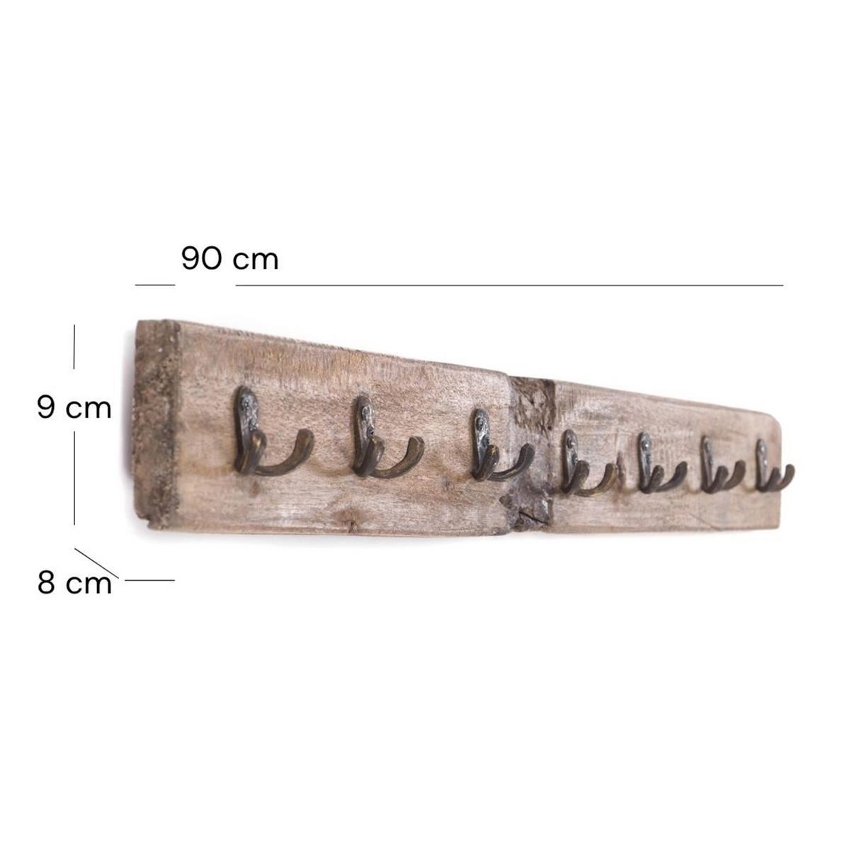 WANDGARDEROBE CASA 90 Recyclingholz naturfarben - Naturfarben, Holz (90/9/8cm) - DESIGN DELIGHTS