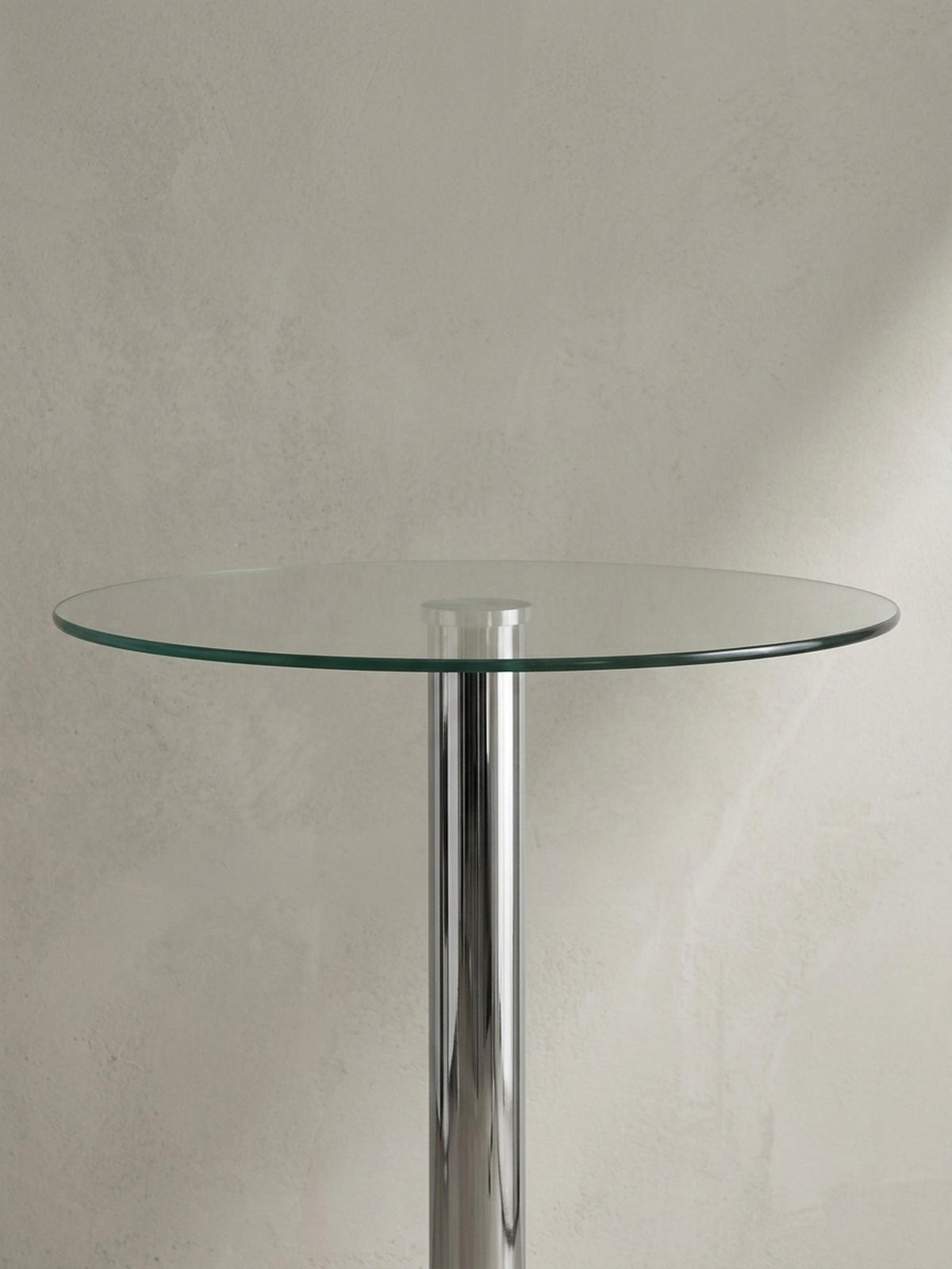 STEHTISCH – Ø 60 cm, Sicherheitsglas, Drehfunktion, Trompetenfuß, Chrom - Silberfarben, Glas/Metall (60/60/105cm) - KADIMA DESIGN