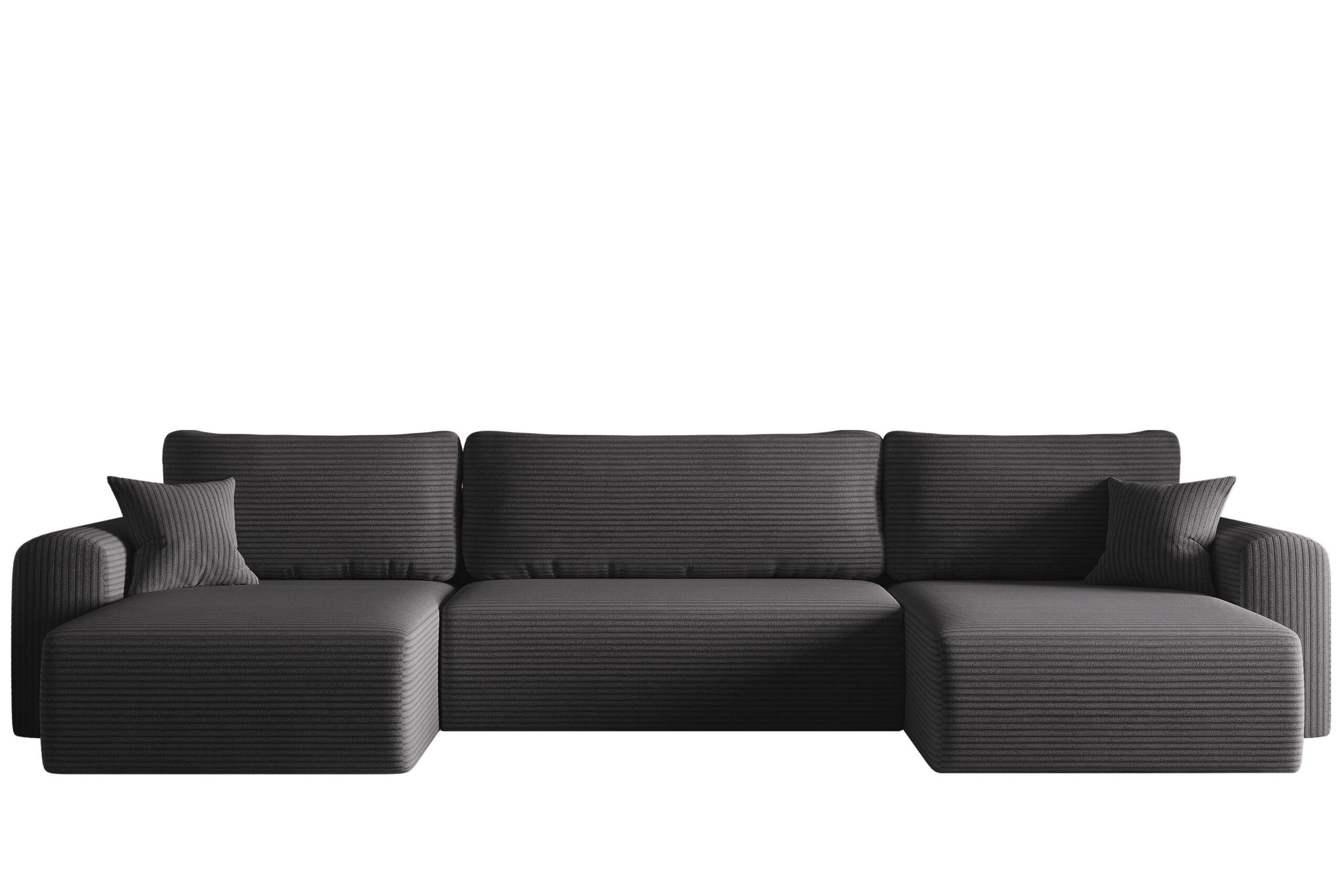 ECKSOFA Mit Schlaffunktion Und Bettkasten U-form CAPRI Poso Dunkelgrau - Dunkelgrau, Holz/Textil (145/362cm) - Kaiser Möbel