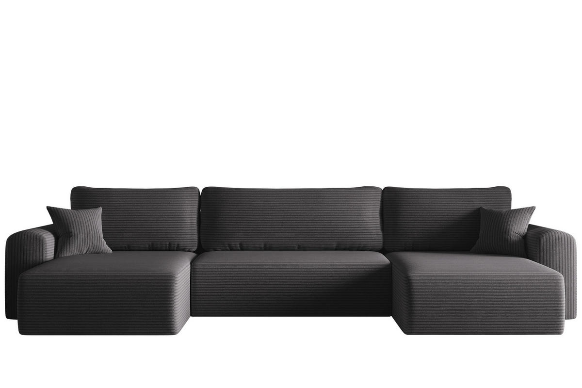 ECKSOFA Mit Schlaffunktion Und Bettkasten U-form CAPRI Poso Dunkelgrau - Dunkelgrau, Holz/Textil (145/362cm) - Kaiser Möbel