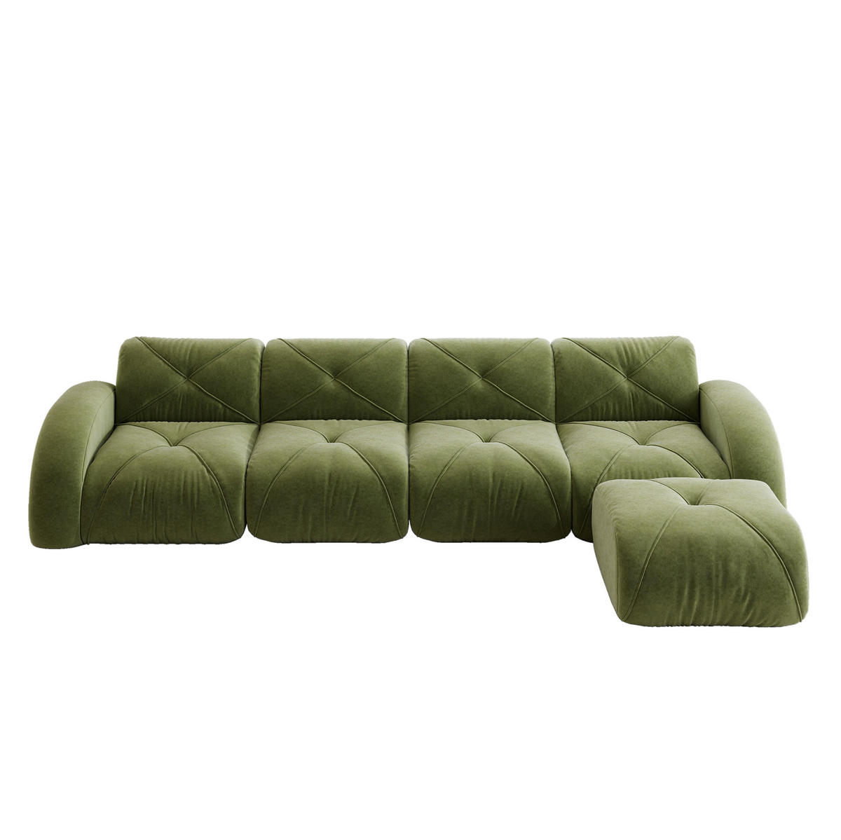 MODULSOFA flexibel Chenille Grün - Grün, Kunststoff (171/358cm) - Meubliv
