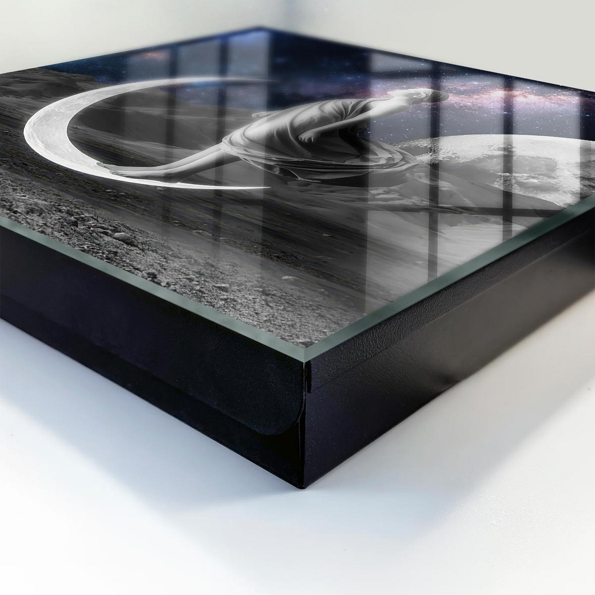 SCHLÜSSELBOX Schwarz 30x30 cm- Türöffnung nach rechts - Weltraumfantasie - Dunkelblau, Metall (30/30/5cm) - TULUP